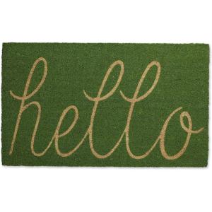 imageDII Hello Coir Fiber Doormat NonSlip Durable OutdoorIndoor Pet Friendly 18x30 AquaGreen Apple