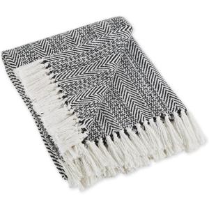 imageDII Herringbone Striped Collection Cotton Throw Blanket 50x60 AquaBlack