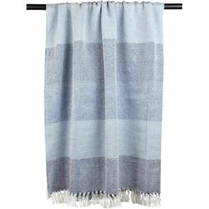 imageDII Herringbone Striped Collection Cotton Throw Blanket 50x60 AquaBlue