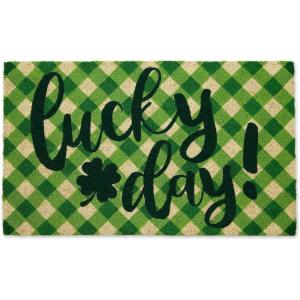 imageDII IndoorOutdoor Natural Coir Fiber SpringSummer Doormat 17x29 Lucky DayLucky Day