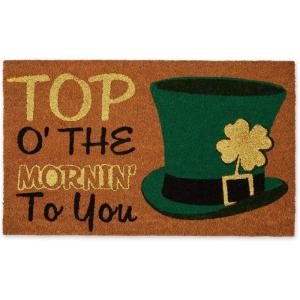 imageDII IndoorOutdoor Natural Coir Fiber SpringSummer Doormat 17x29 Lucky DayTop O the Mornin