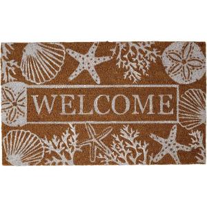 imageDII Natural Coir Doormat Outdoor Welcome Mat 17x29 Cabana StripesSeashells