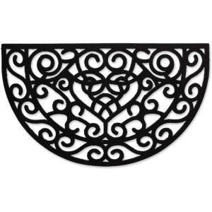 imageDII Rubber Doormats Collection All Weather 18x30 Welcome Half MoonHeart Scroll