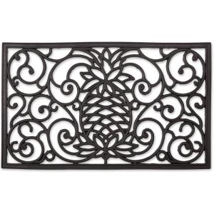 imageDII Rubber Doormats Collection All Weather 18x30 Welcome Half MoonPineapple Scroll
