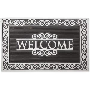 imageDII Rubber Doormats Collection All Weather 18x30 Welcome Half MoonSilver Welcome Scroll