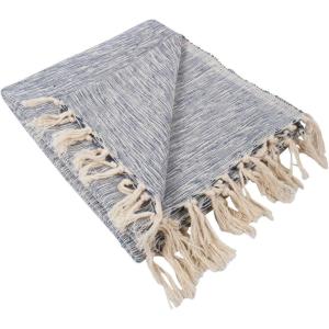 imageDII Rustic Farmhouse Throw Blanket with Decorative Tassels Use for Chair Couch Bed Picnic Camping Beach ampamp Just Staying Cozy at Home 50 x 60 Variegated BrownNautical Blue