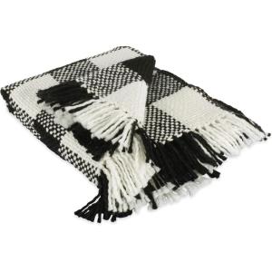 imageDII Textured Modern Varigated Acrylic Woven Throw 50x60Inch BlushBlack  White Buffalo Check