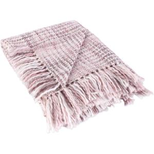 imageDII Textured Modern Varigated Acrylic Woven Throw 50x60Inch BlushBlush
