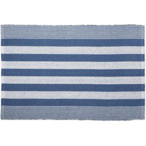 imageDII Woven Rag Rug Collection Recycled Yarn Cabana Stripe 2x3 NaturalCabana Stripe French Blue
