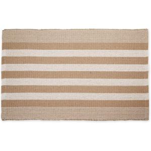 imageDII Woven Rag Rug Collection Recycled Yarn Cabana Stripe 2x3 NaturalCabana Stripe Stone
