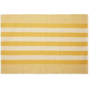 imageDII Woven Rag Rug Collection Recycled Yarn Cabana Stripe 2x3 NaturalHoney Gold
