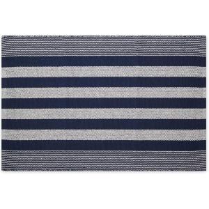 imageDII Woven Rag Rug Collection Recycled Yarn Cabana Stripe 2x3 NaturalNautical Blue
