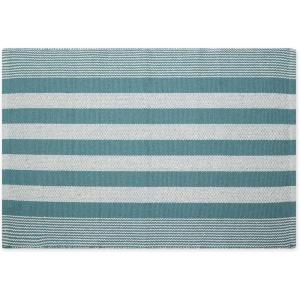 imageDII Woven Rag Rug Collection Recycled Yarn Cabana Stripe 2x3 NaturalSmoke Blue