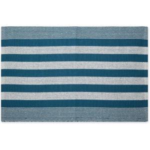 imageDII Woven Rag Rug Collection Recycled Yarn Cabana Stripe 2x3 NaturalTeal