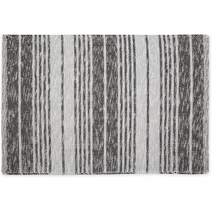 imageDII Woven Rag Rug Collection Recycled Yarn Variegated Rustic Stripe 2x3 GrayBlack