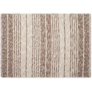 imageDII Woven Rag Rug Collection Recycled Yarn Variegated Rustic Stripe 2x3 GrayLeather Brown