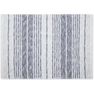 imageDII Woven Rag Rug Collection Recycled Yarn Variegated Rustic Stripe 2x3 GrayStonewash Blue