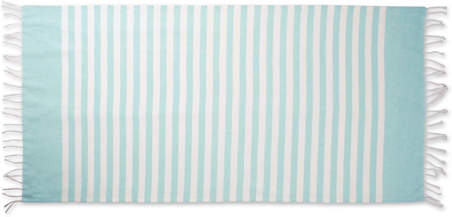 image100 Cotton Soft ampamp Absorbent Decorative Turkish Fouta Towel with Twisted Fringe for Home Beach Pool or Dcor Use As Blanket or Throw  Coral StripeAqua
