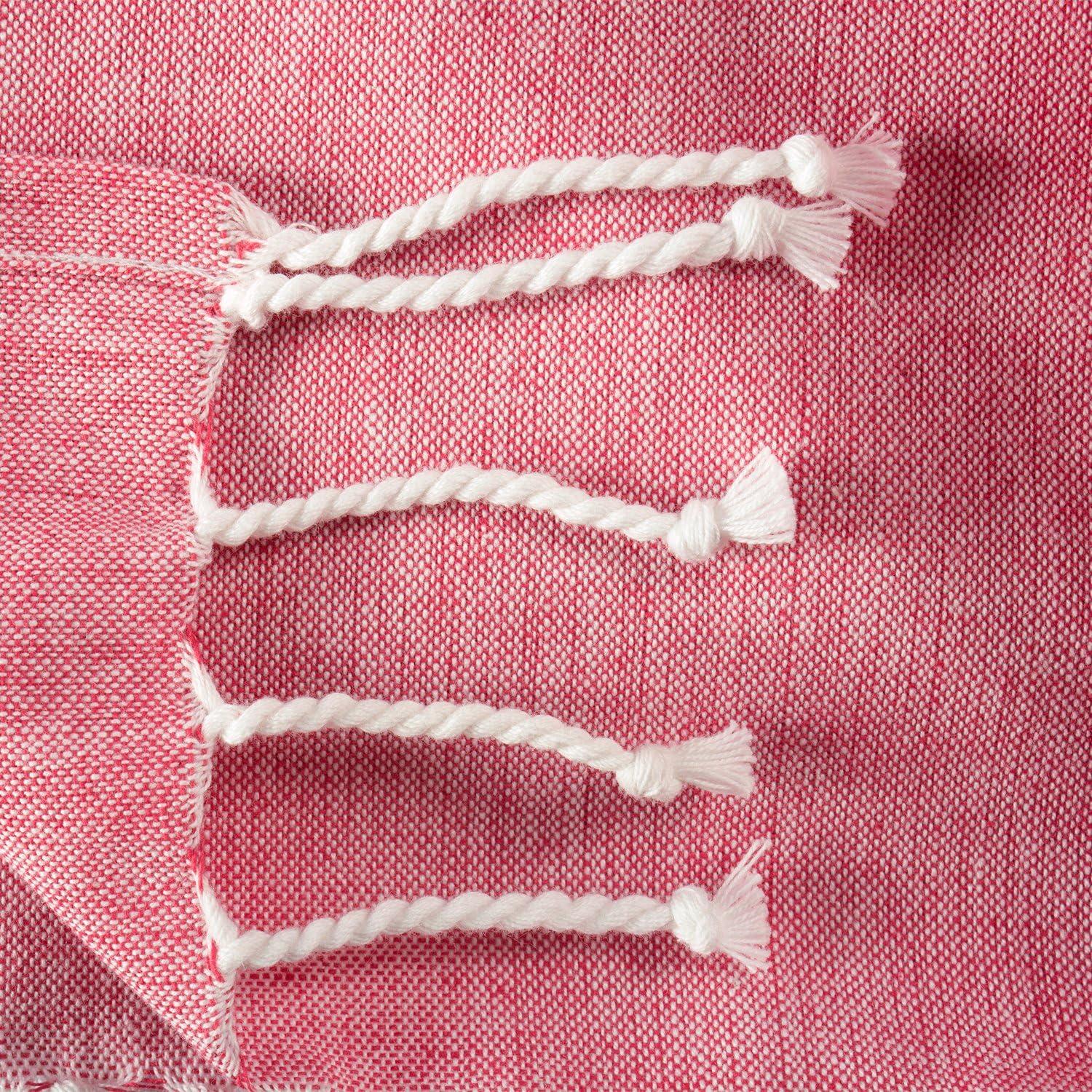 image100 Cotton Soft ampamp Absorbent Decorative Turkish Fouta Towel with Twisted Fringe for Home Beach Pool or Dcor Use As Blanket or Throw  Coral StripeCoral