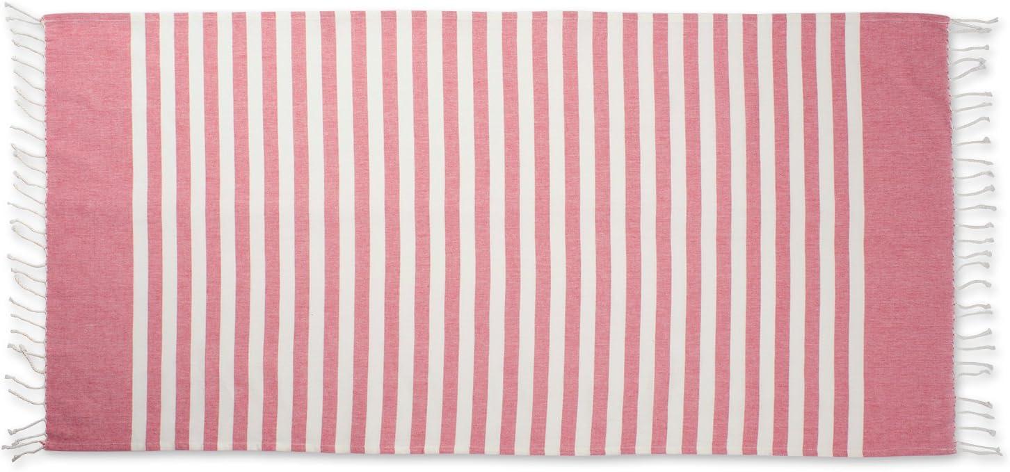 image100 Cotton Soft ampamp Absorbent Decorative Turkish Fouta Towel with Twisted Fringe for Home Beach Pool or Dcor Use As Blanket or Throw  Coral StripeCoral
