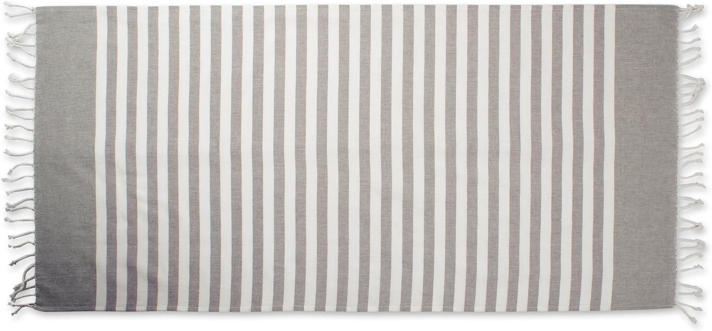 image100 Cotton Soft ampamp Absorbent Decorative Turkish Fouta Towel with Twisted Fringe for Home Beach Pool or Dcor Use As Blanket or Throw  Coral StripeGray