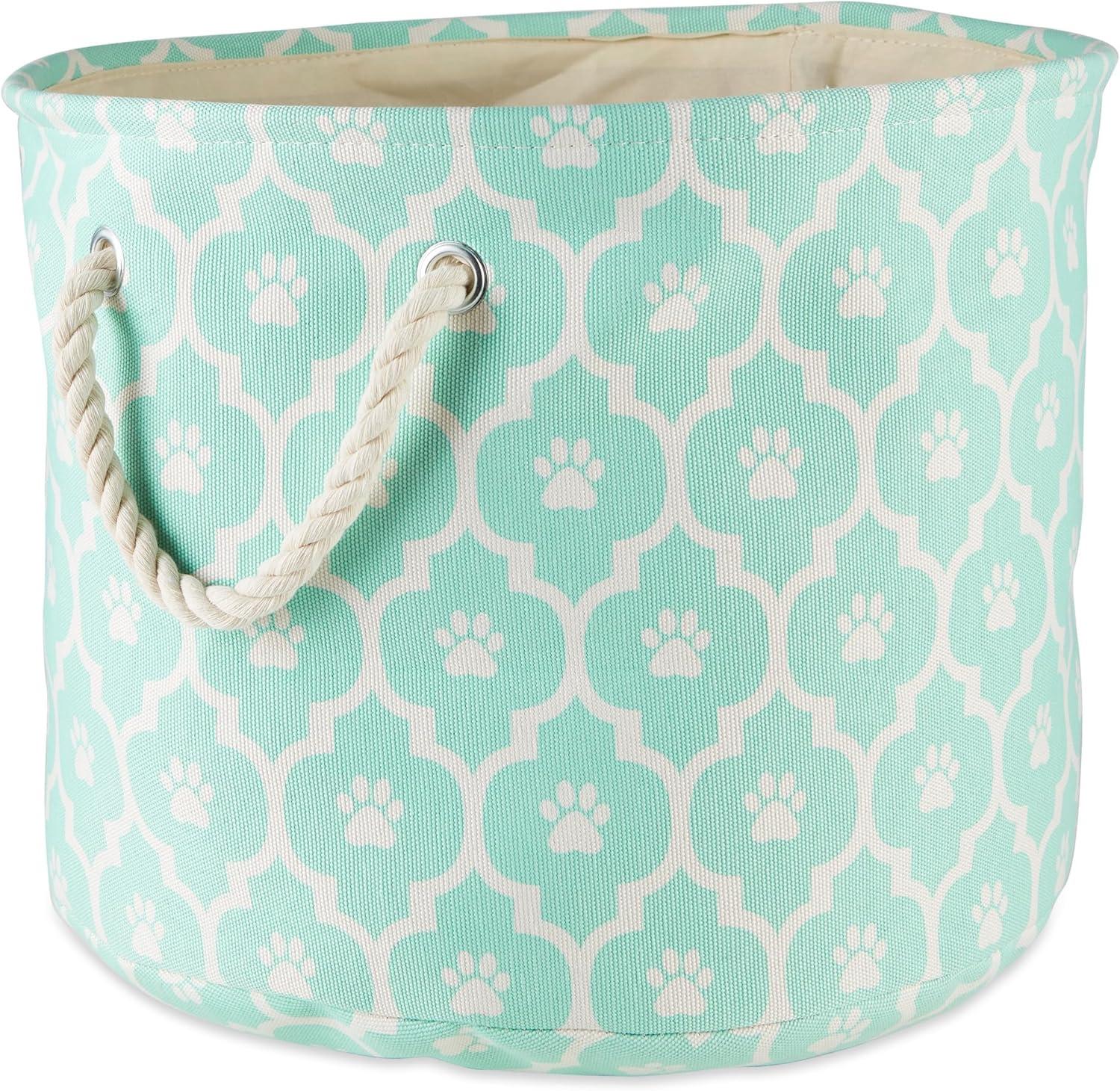 imageBone Dry Pet Storage Collection Lattice Paw Print Small Round WhiteAquaAqua