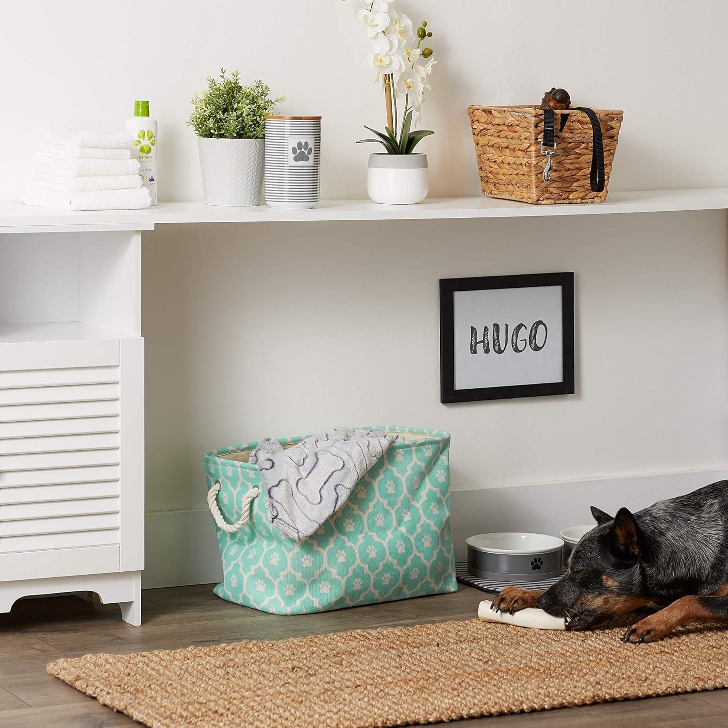 imageBone Dry Pet Storage Collection Lattice Paw Print Small Round WhiteAquaAqua