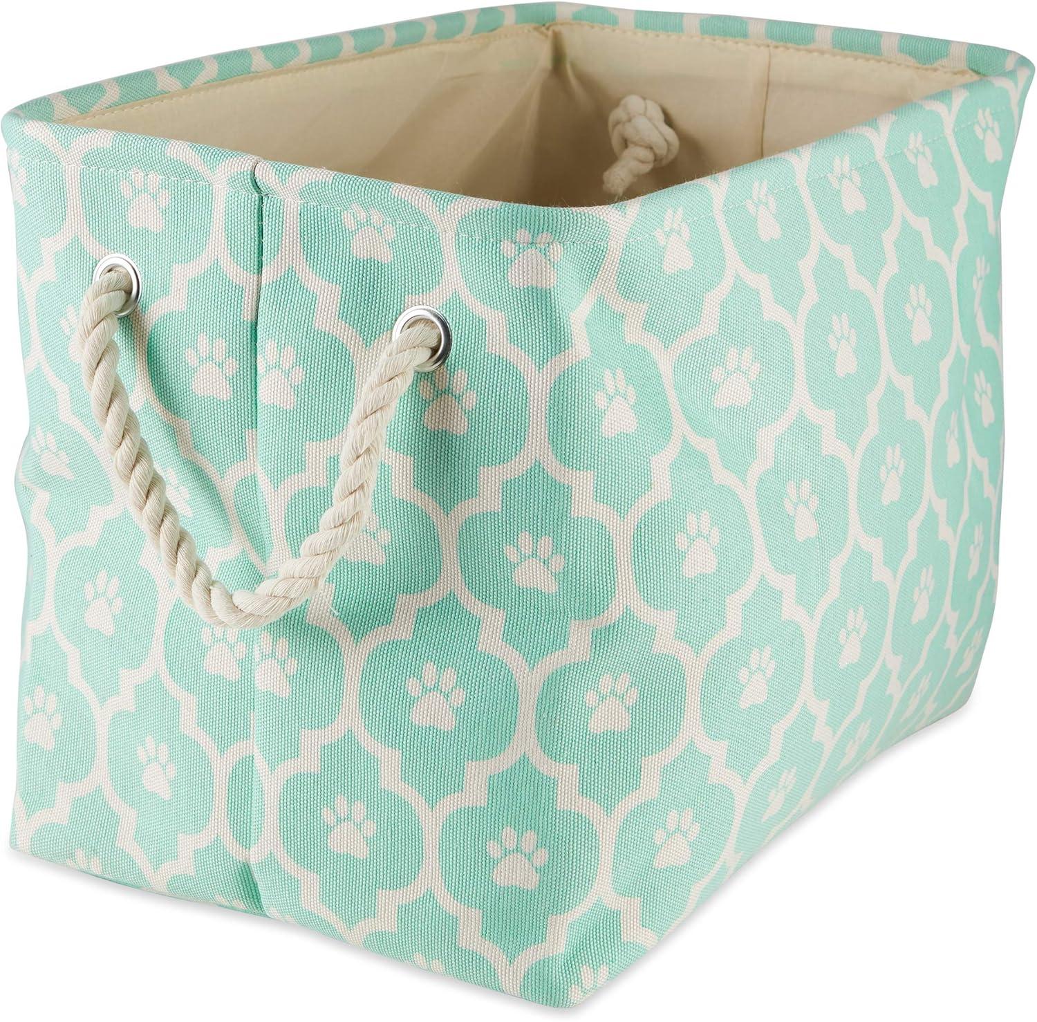 imageBone Dry Pet Storage Collection Lattice Paw Print Small Round WhiteAquaAqua
