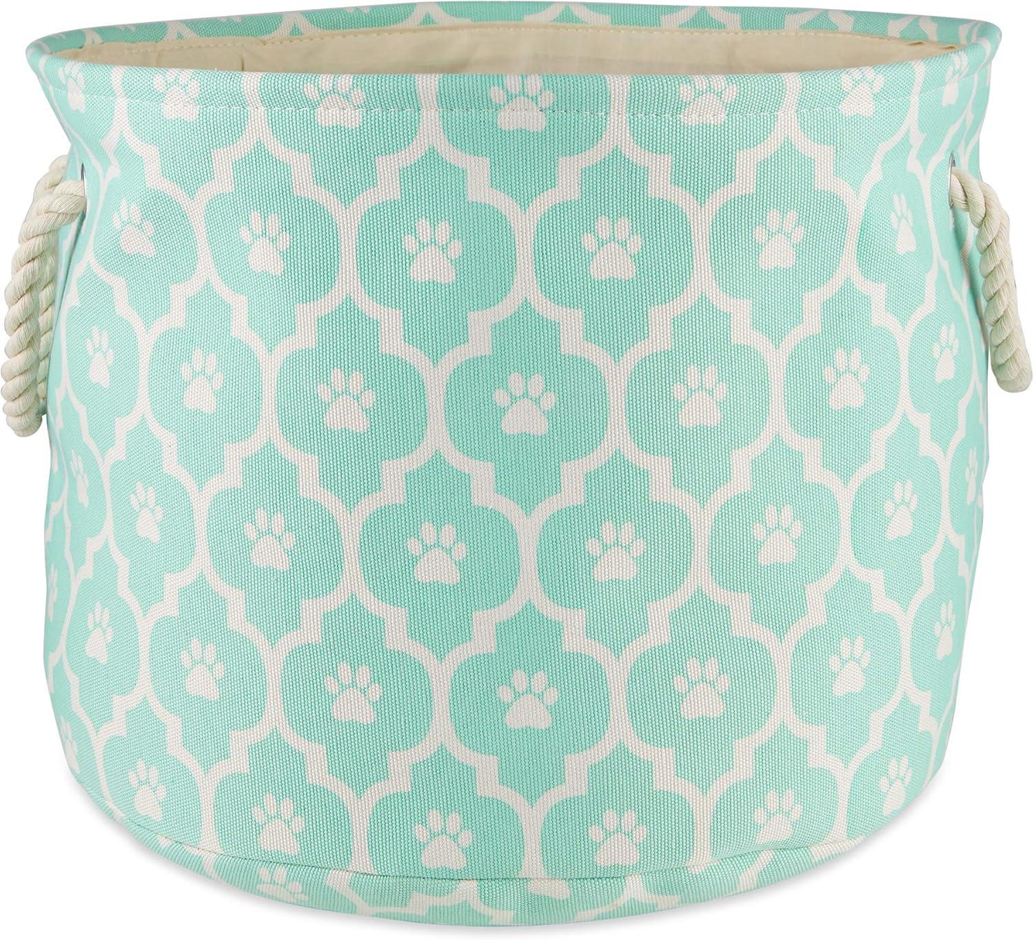 imageBone Dry Pet Storage Collection Lattice Paw Print Small Round WhiteAquaAqua
