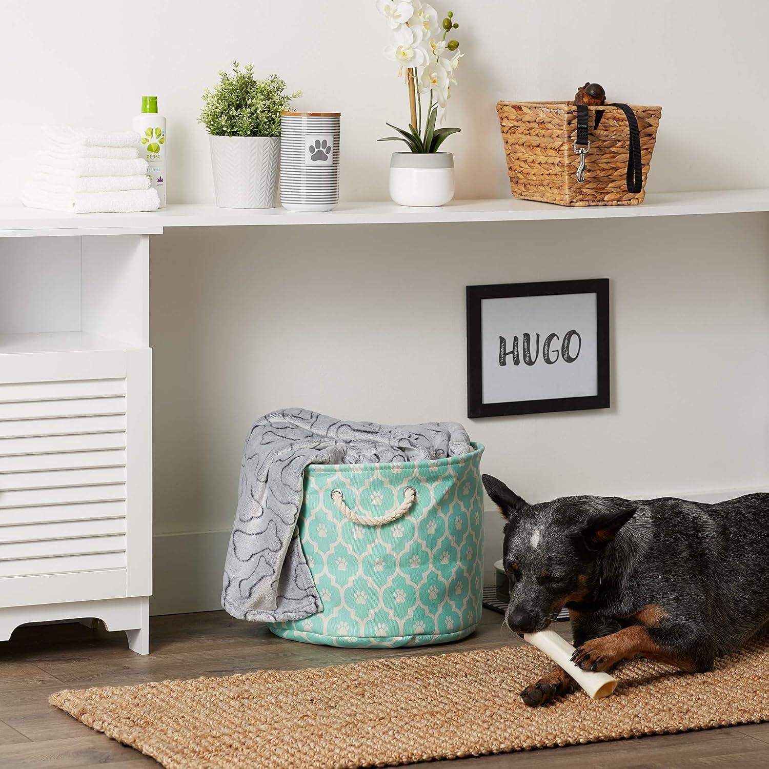 imageBone Dry Pet Storage Collection Lattice Paw Print Small Round WhiteAquaAqua