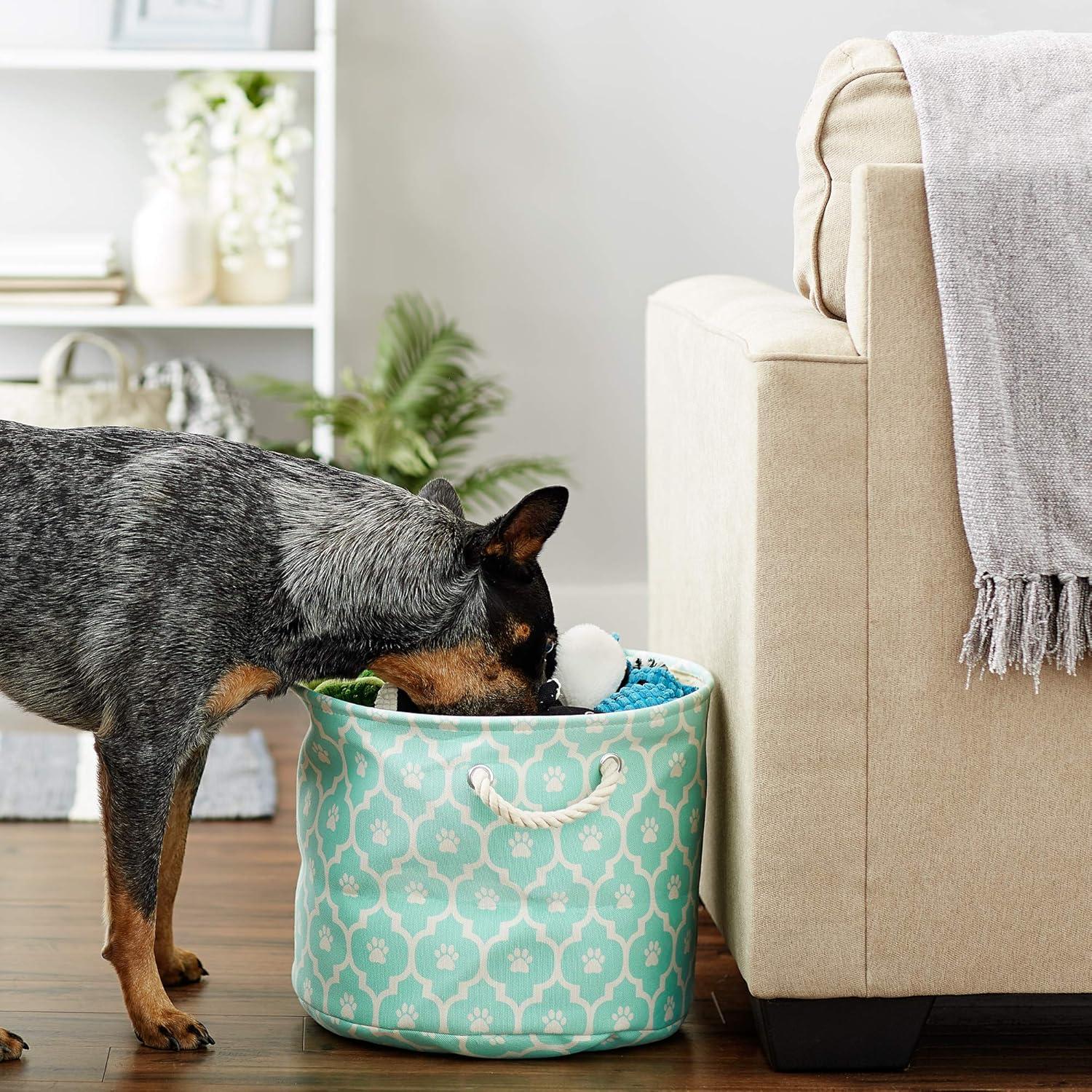 imageBone Dry Pet Storage Collection Lattice Paw Print Small Round WhiteAquaAqua