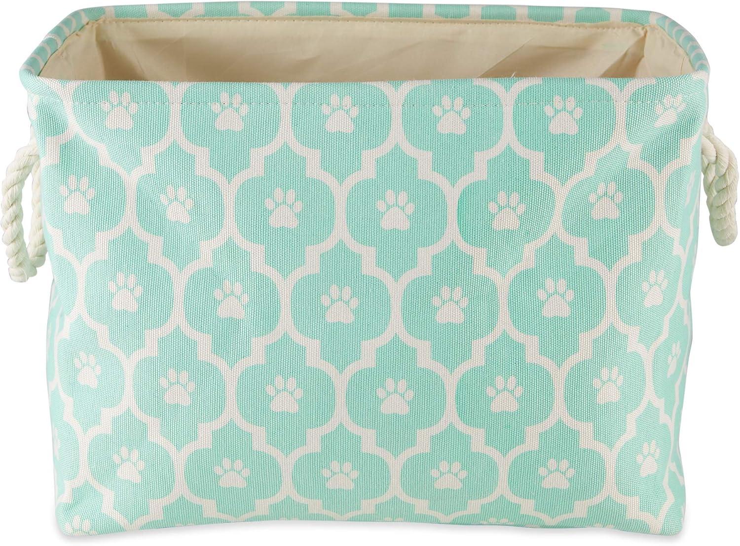 imageBone Dry Pet Storage Collection Lattice Paw Print Small Round WhiteAquaAqua