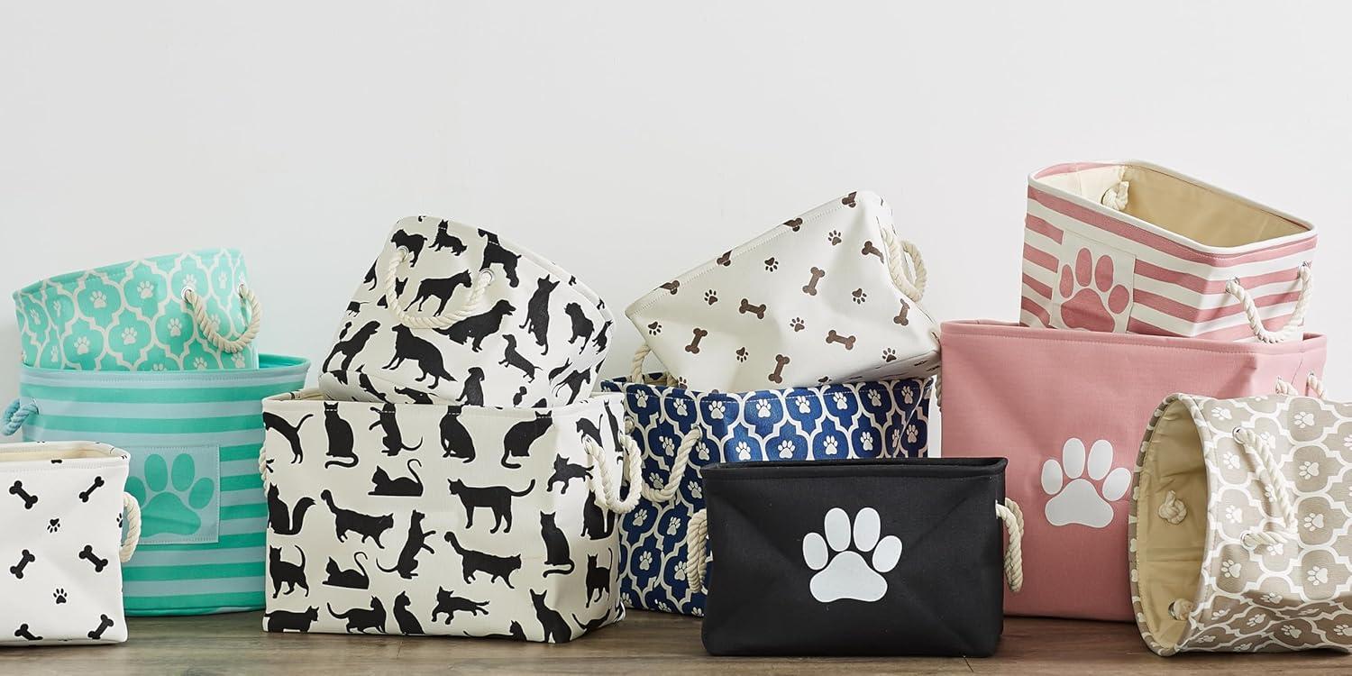 imageBone Dry Pet Storage Collection Lattice Paw Print Small Round WhiteAquaAqua