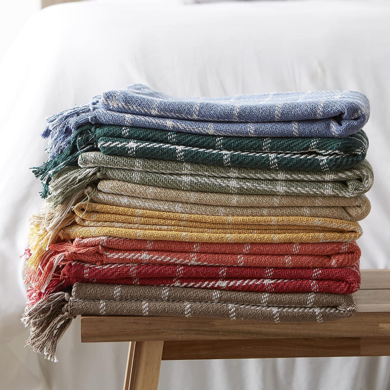 imageDII Transitional Checked Plaid Woven Throw 50x60 GrayVintage Linen