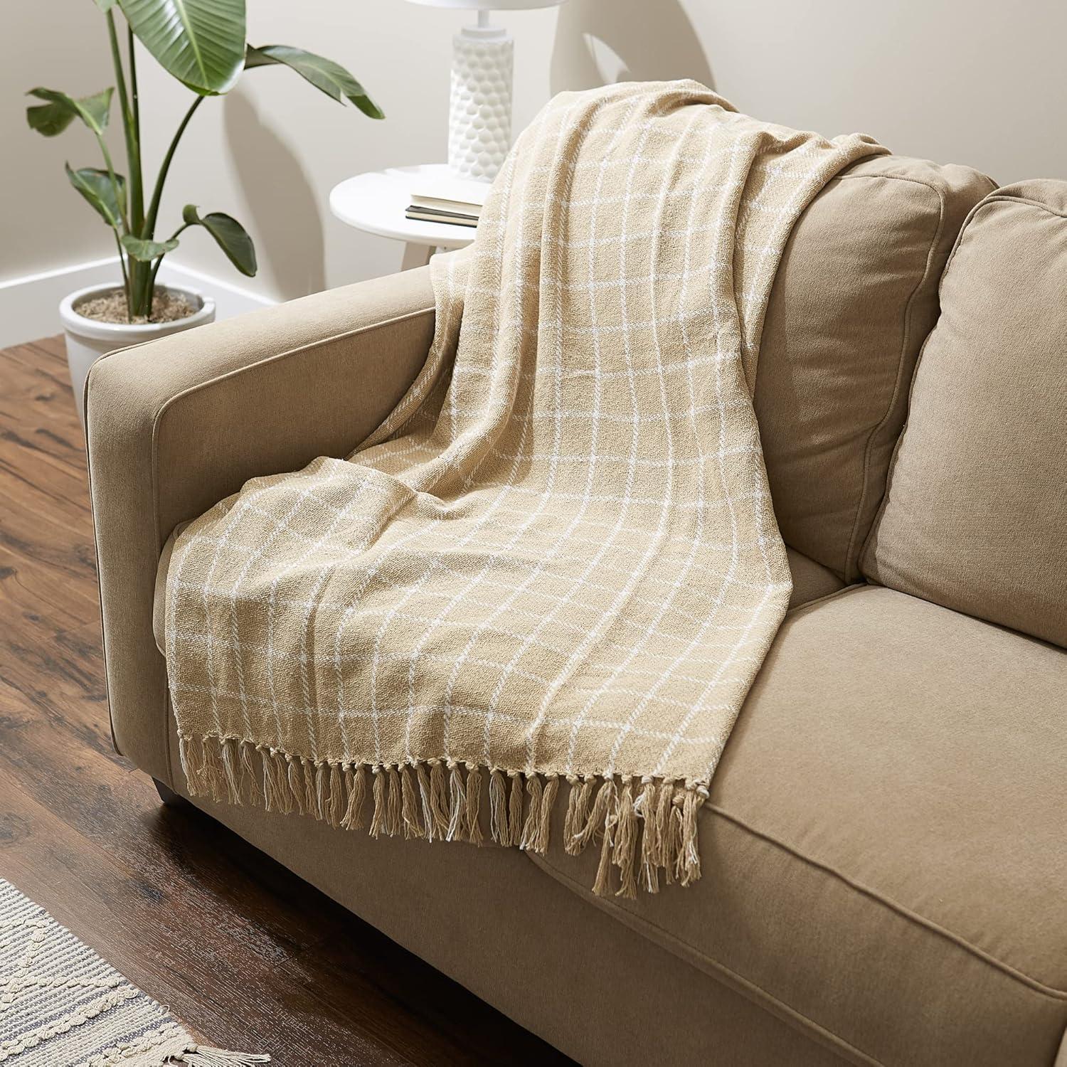 imageDII Transitional Checked Plaid Woven Throw 50x60 GrayVintage Linen