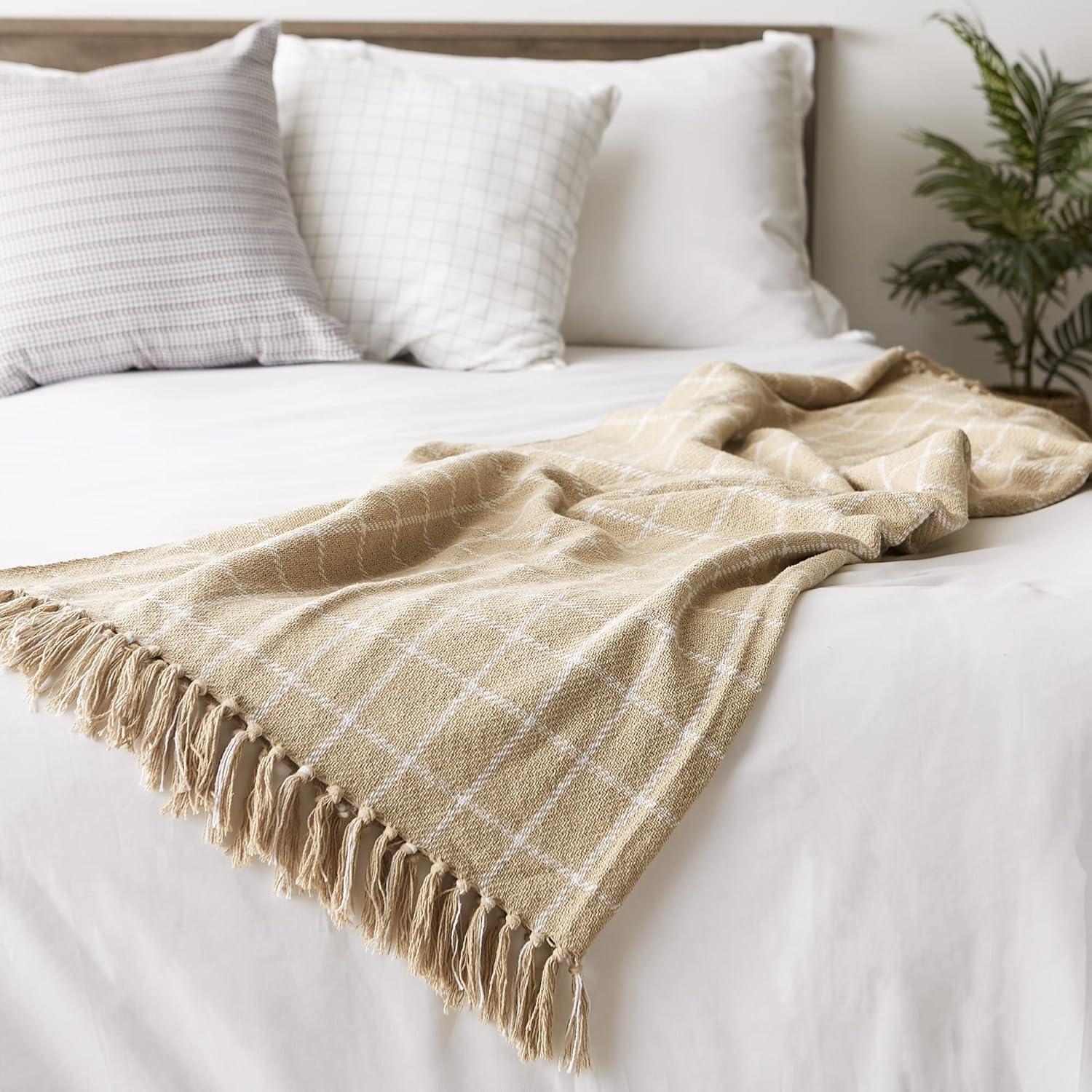 imageDII Transitional Checked Plaid Woven Throw 50x60 GrayVintage Linen