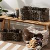 imageBone Dry Pet Storage Collection Bone Shape Hyacinth Toy Basket Natural MediumDark Brown  Gray Wash
