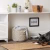 imageBone Dry Pet Storage Collection Lattice Paw Print Small Round WhiteAquaStone