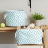 imageBone Dry Pet Storage Collection Lattice Paw Print Small Round WhiteAquaWhiteAqua
