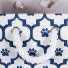 imageBone Dry Pet Storage Collection Lattice Paw Print Small Round WhiteAquaWhiteNavy