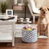 imageBone Dry Pet Storage Collection Lattice Paw Print Small Round WhiteAquaWhiteNavy