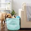 imageBone Dry Pet Storage Collection Striped Paw Patch Bin Small Round NavyAqua