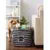 imageBone Dry Pet Storage Collection Striped Paw Patch Bin Small Round NavyBlack