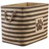 imageBone Dry Pet Storage Collection Striped Paw Patch Bin Small Round NavyBrown