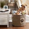imageBone Dry Pet Storage Collection Striped Paw Patch Bin Small Round NavyBrown