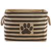imageBone Dry Pet Storage Collection Striped Paw Patch Bin Small Round NavyBrown