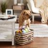 imageBone Dry Pet Storage Collection Striped Paw Patch Bin Small Round NavyBrown
