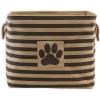 imageBone Dry Pet Storage Collection Striped Paw Patch Bin Small Round NavyBrown