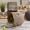 imageBone Dry Pet Storage Collection Striped Paw Patch Bin Small Round NavyBrown