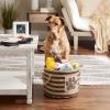 imageBone Dry Pet Storage Collection Striped Paw Patch Bin Small Round NavyBrown